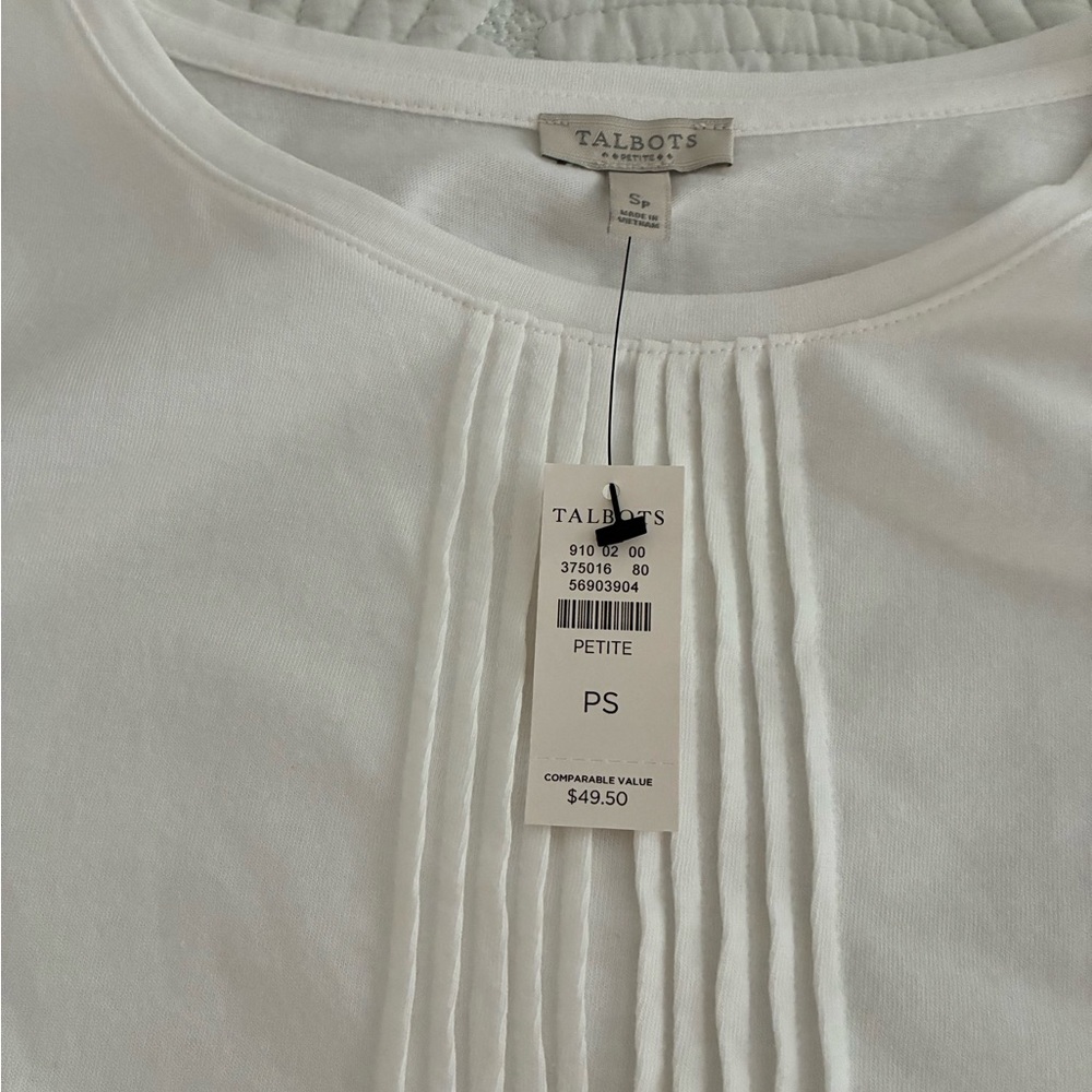 Talbots Pintuck cotton top NWT - Picture 3 of 7